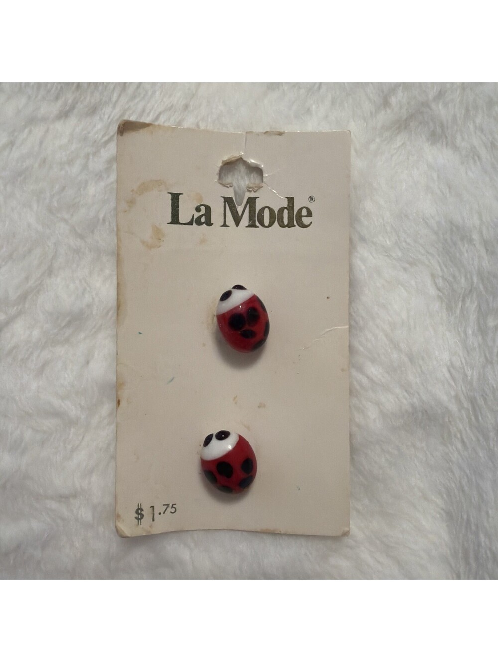 Vintage Ladybug Buttons La Mode 21 Mm #79420 - 2 Buttons -